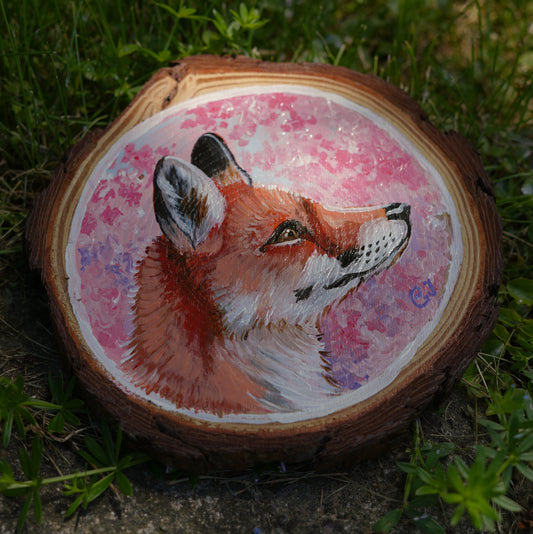 Holzarbeit/ Fuchs in Rosa
